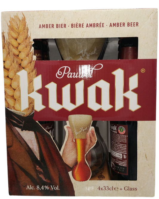 Kwak gavepakke med luksusglas i holder 8,4% 4x33cl